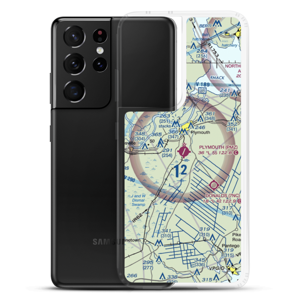 Plymouth Municipal Airport (PMZ) VFR Sectional Samsung Case Samsung Galaxy S21 Ultra model shown