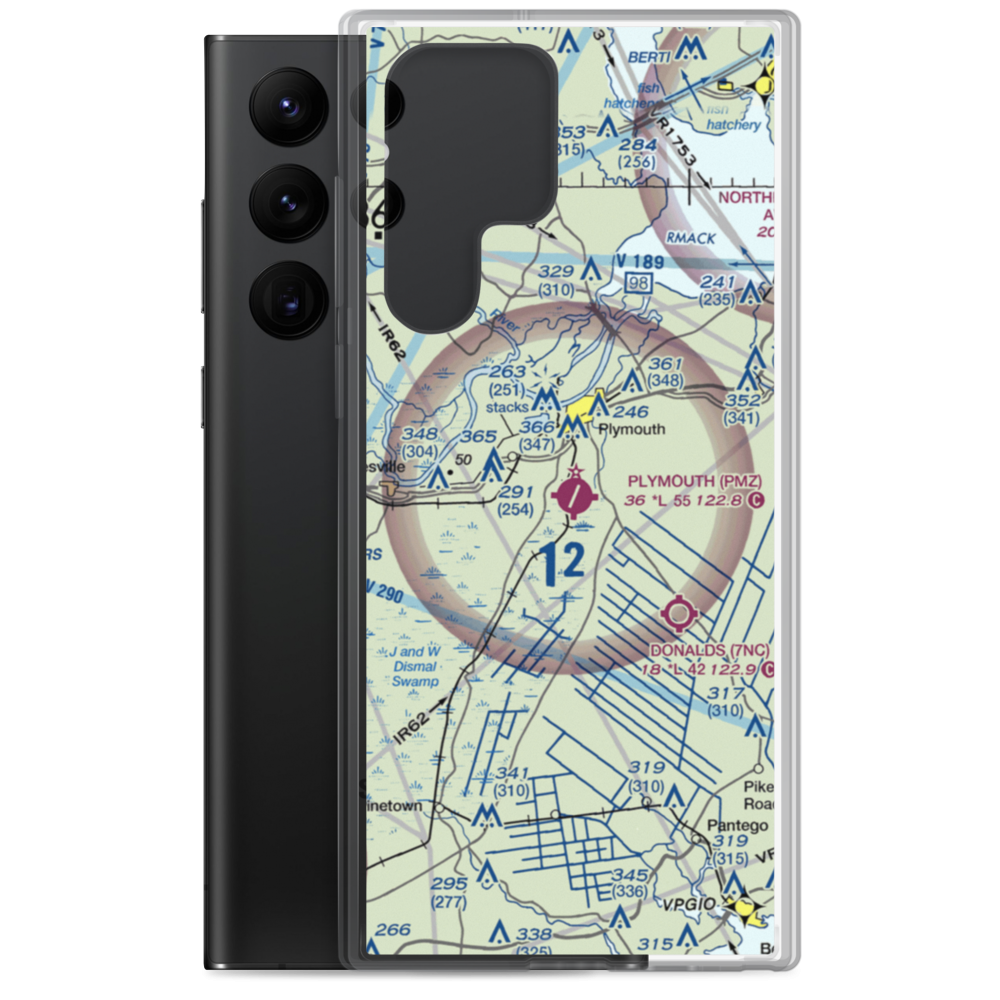 Plymouth Municipal Airport (PMZ) VFR Sectional Samsung Case Samsung Galaxy S22 Ultra model shown