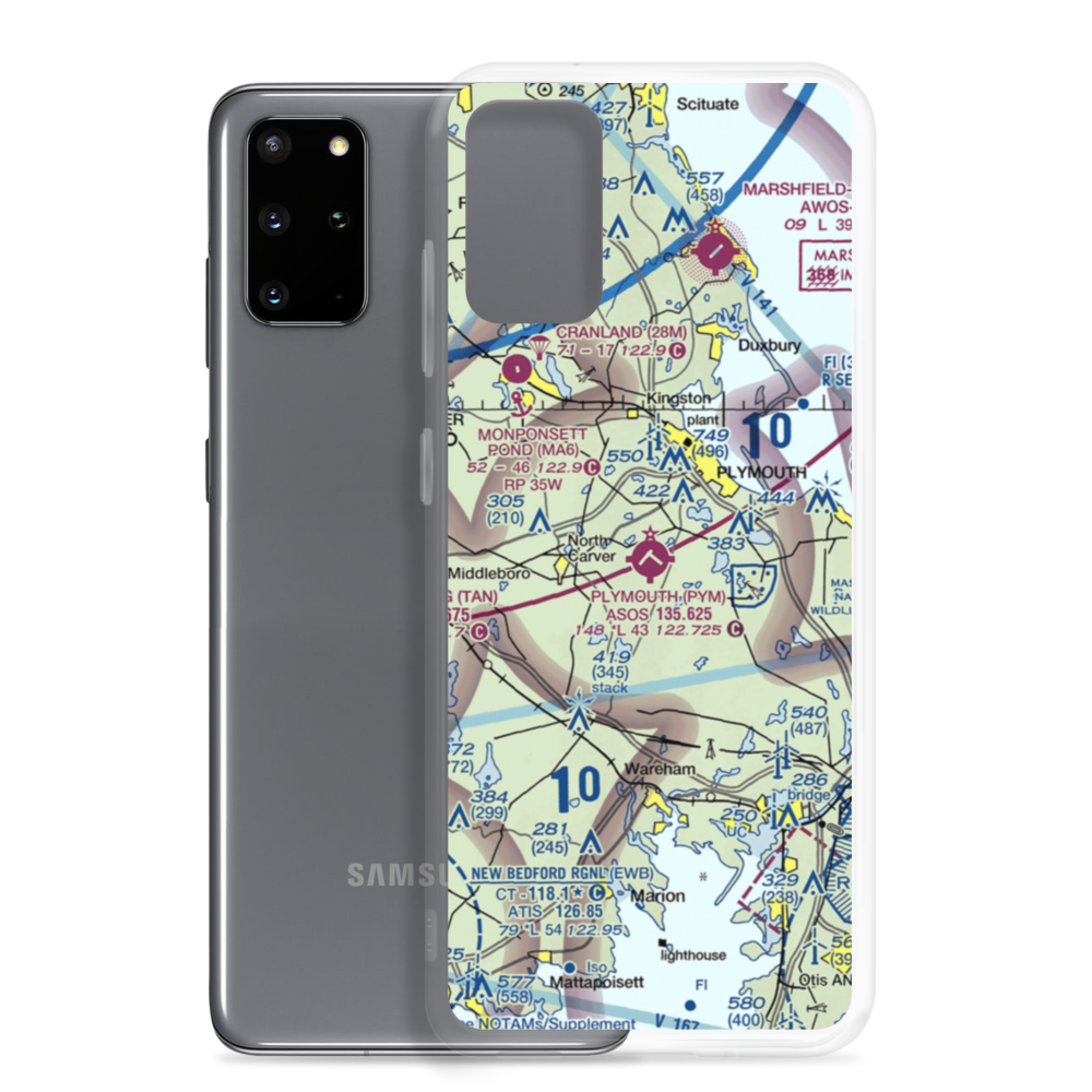 Plymouth Municipal Airport (PYM) VFR Sectional Samsung Case Samsung Galaxy S20 Plus model shown