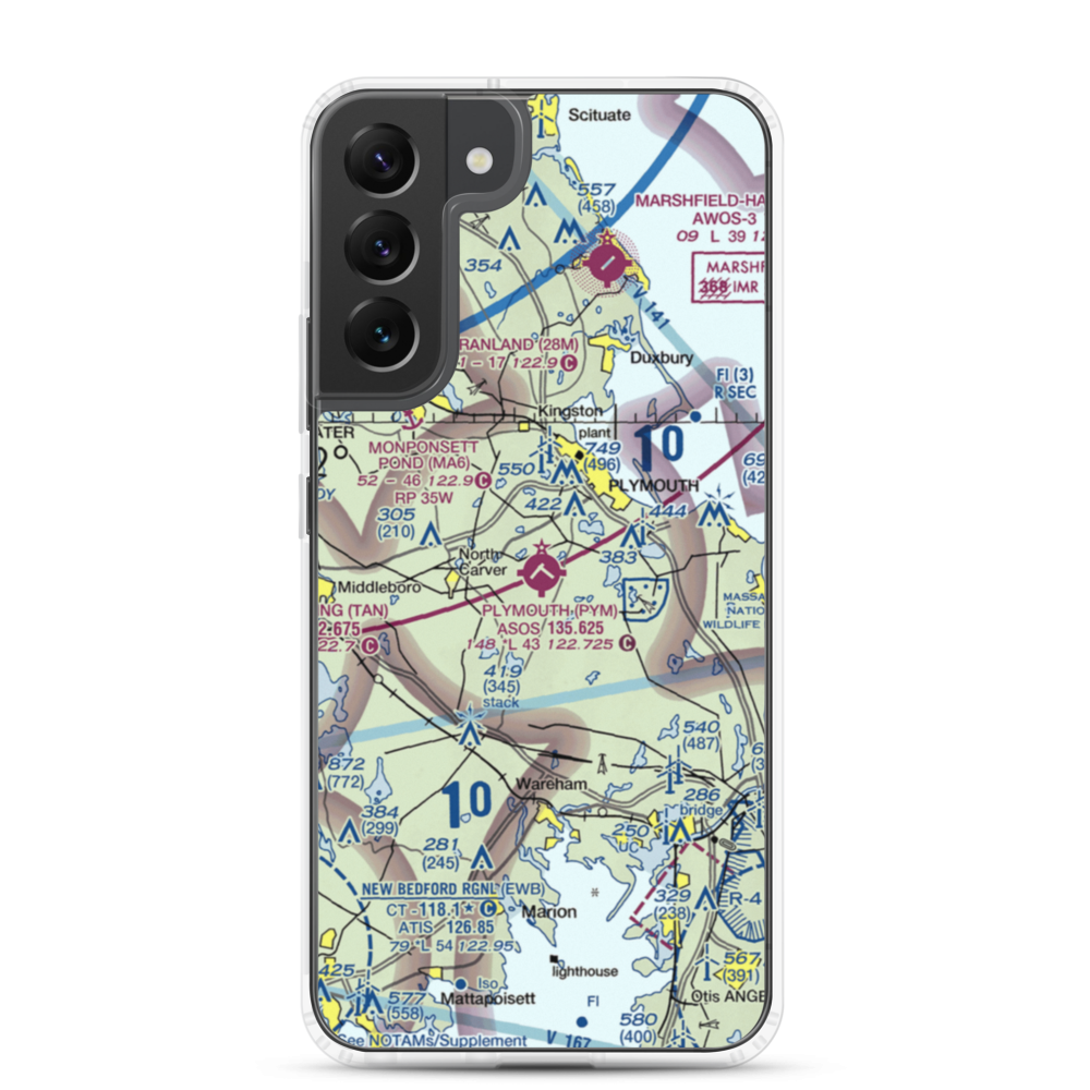 Plymouth Municipal Airport (PYM) VFR Sectional Samsung Case Samsung Galaxy S22 Plus model shown