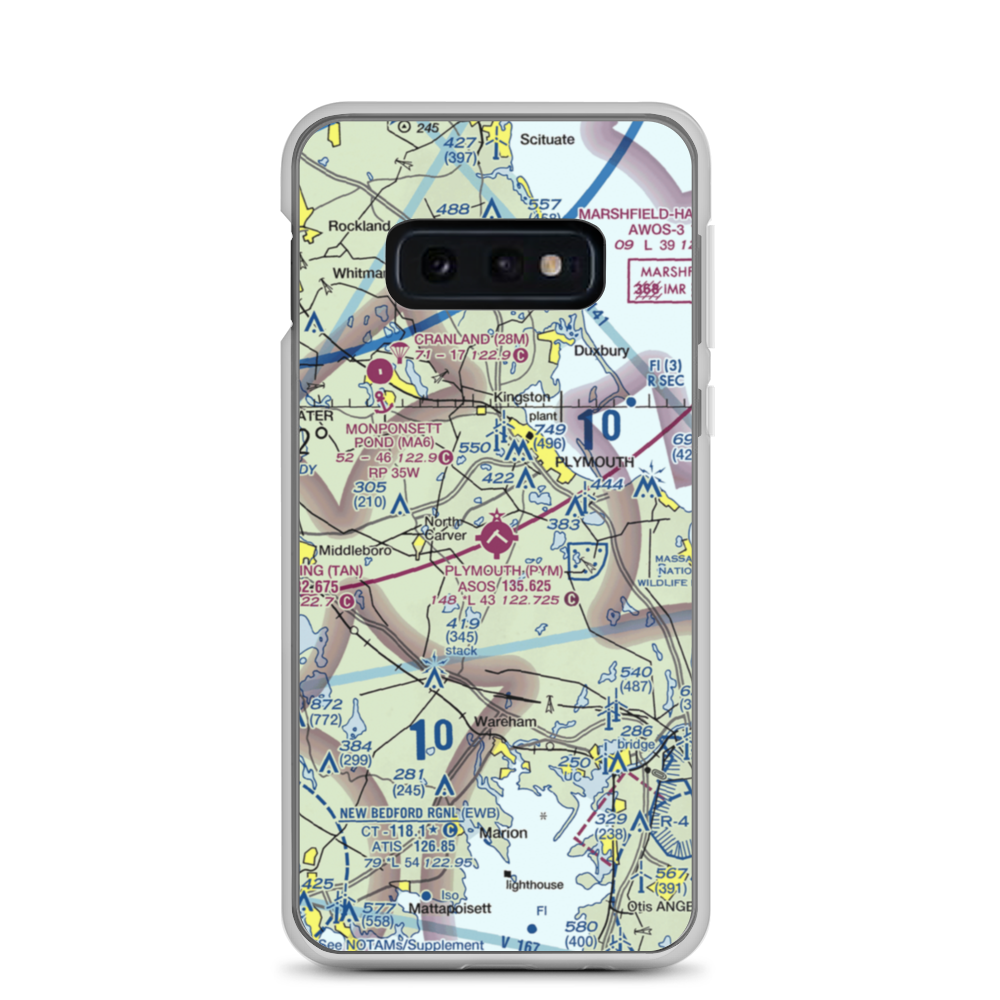 Plymouth Municipal Airport (PYM) VFR Sectional Samsung Case Samsung Galaxy S10e model shown