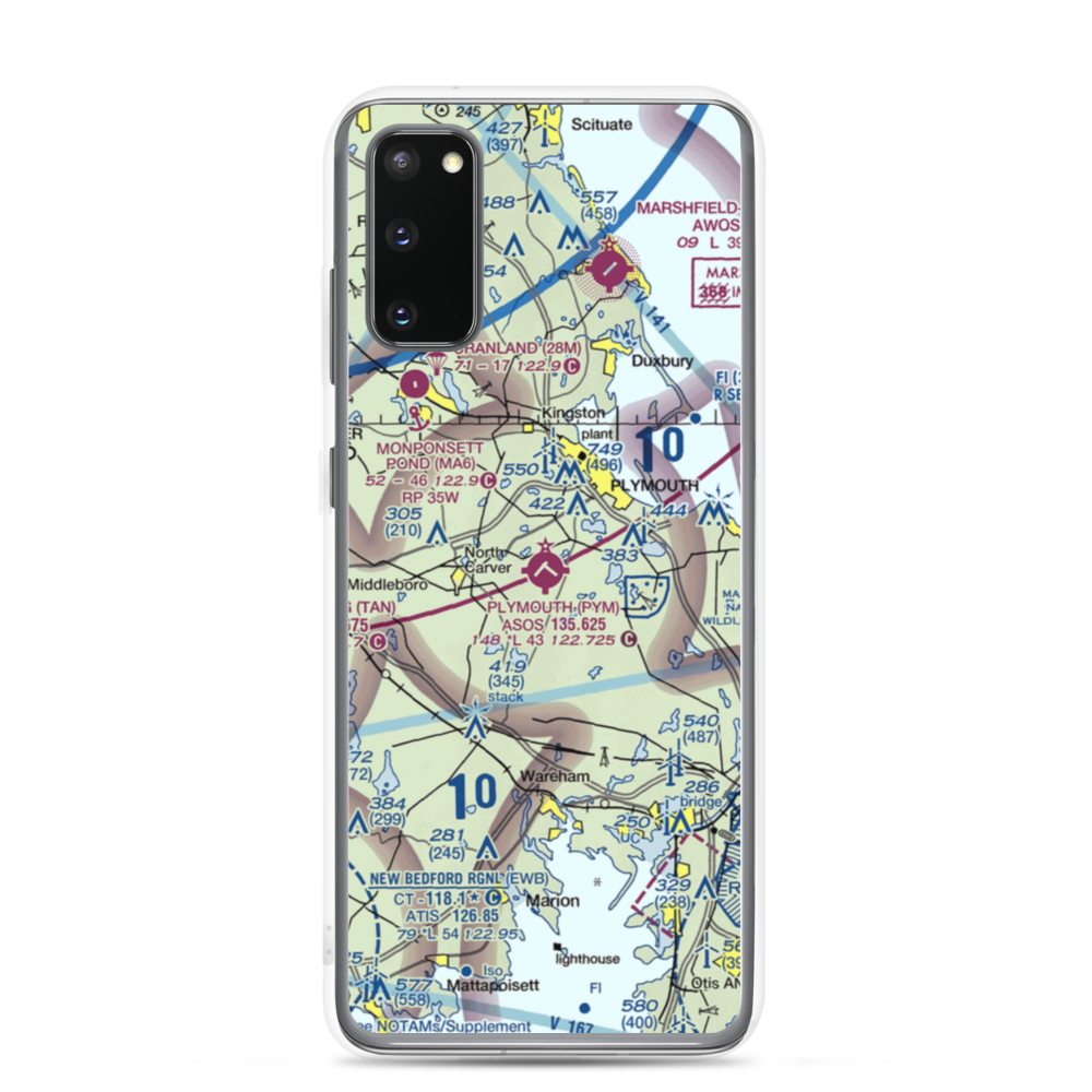 Plymouth Municipal Airport (PYM) VFR Sectional Samsung Case Samsung Galaxy S20 model shown