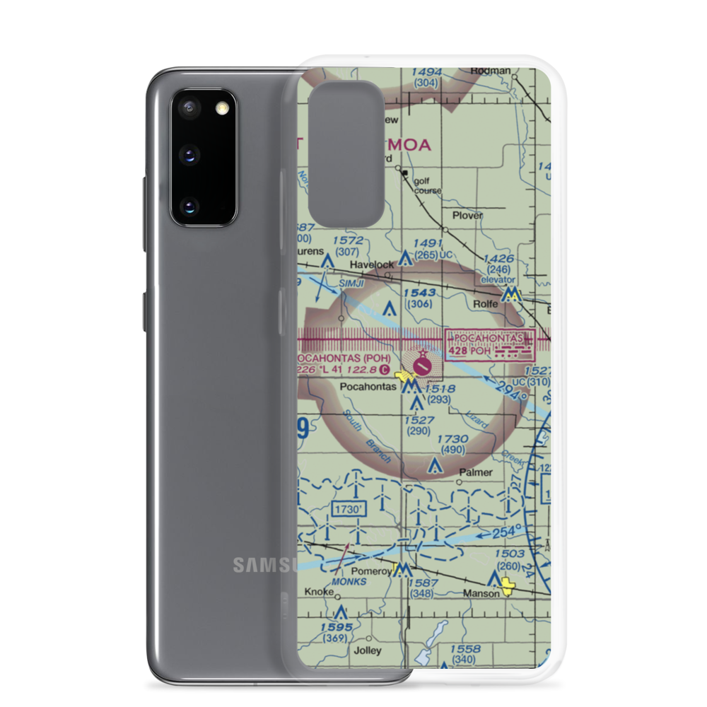 Pocahontas Municipal Airport (POH) VFR Sectional Samsung Case Samsung Galaxy S20 model shown