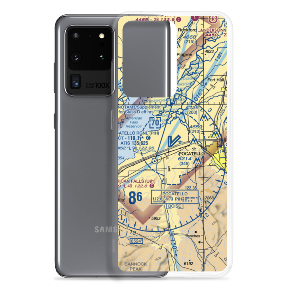 Pocatello Regional Airport (PIH) VFR Sectional Samsung Case Samsung Galaxy S20 Ultra model shown