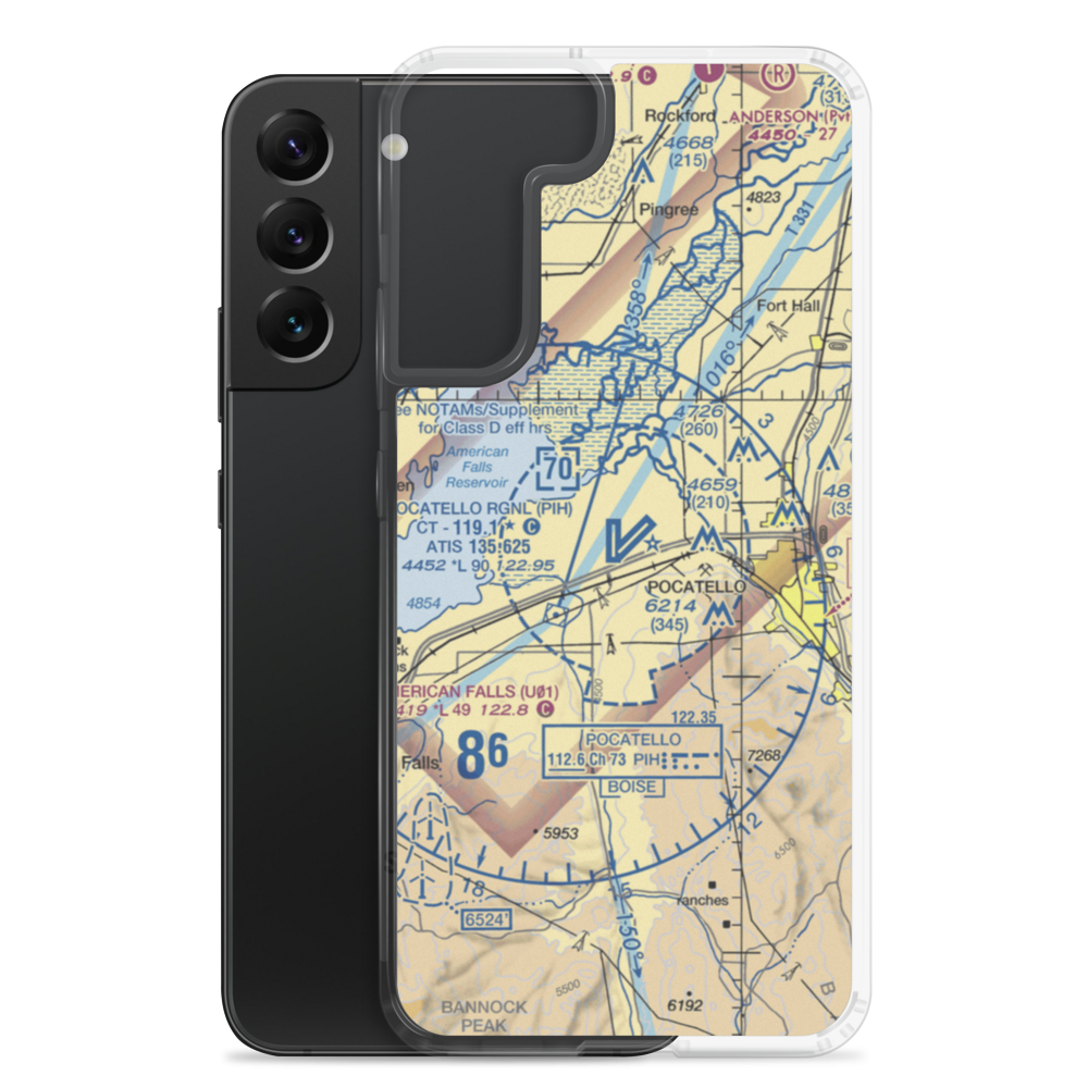 Pocatello Regional Airport (PIH) VFR Sectional Samsung Case Samsung Galaxy S22 Plus model shown