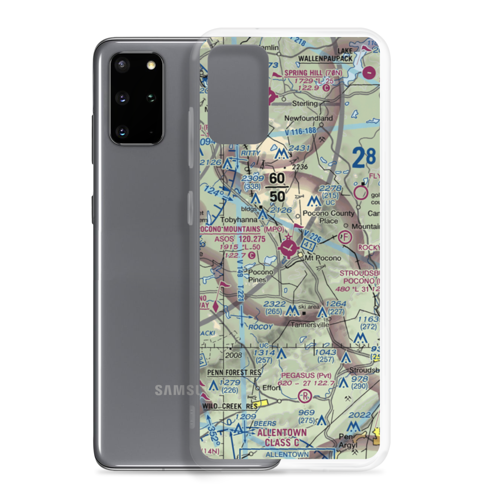 Pocono Mountains Municipal Airport (MPO) VFR Sectional Samsung Case Samsung Galaxy S20 Plus model shown