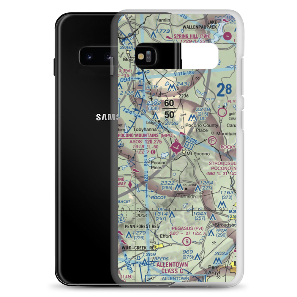 Pocono Mountains Municipal Airport (MPO) VFR Sectional Samsung Case Samsung Galaxy S10+ model shown