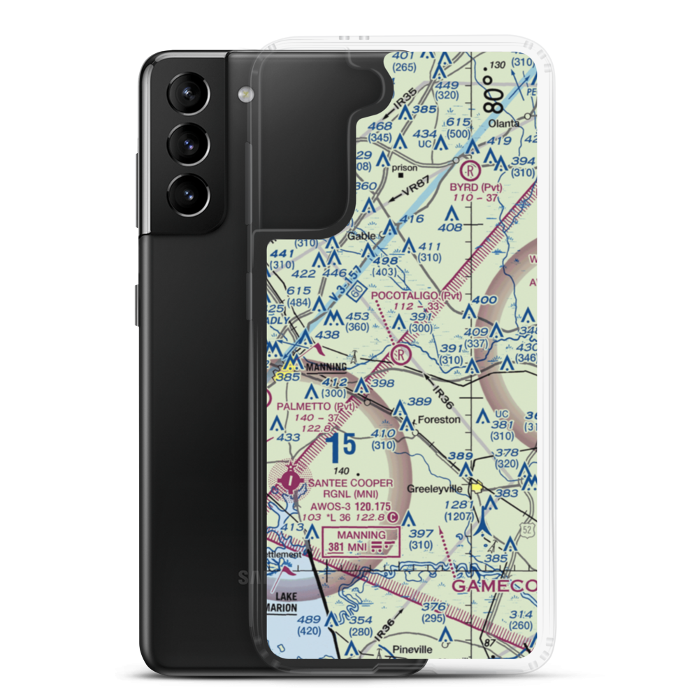 Pocotaligo Airport (SC38) VFR Sectional Samsung Case Samsung Galaxy S21 Plus model shown