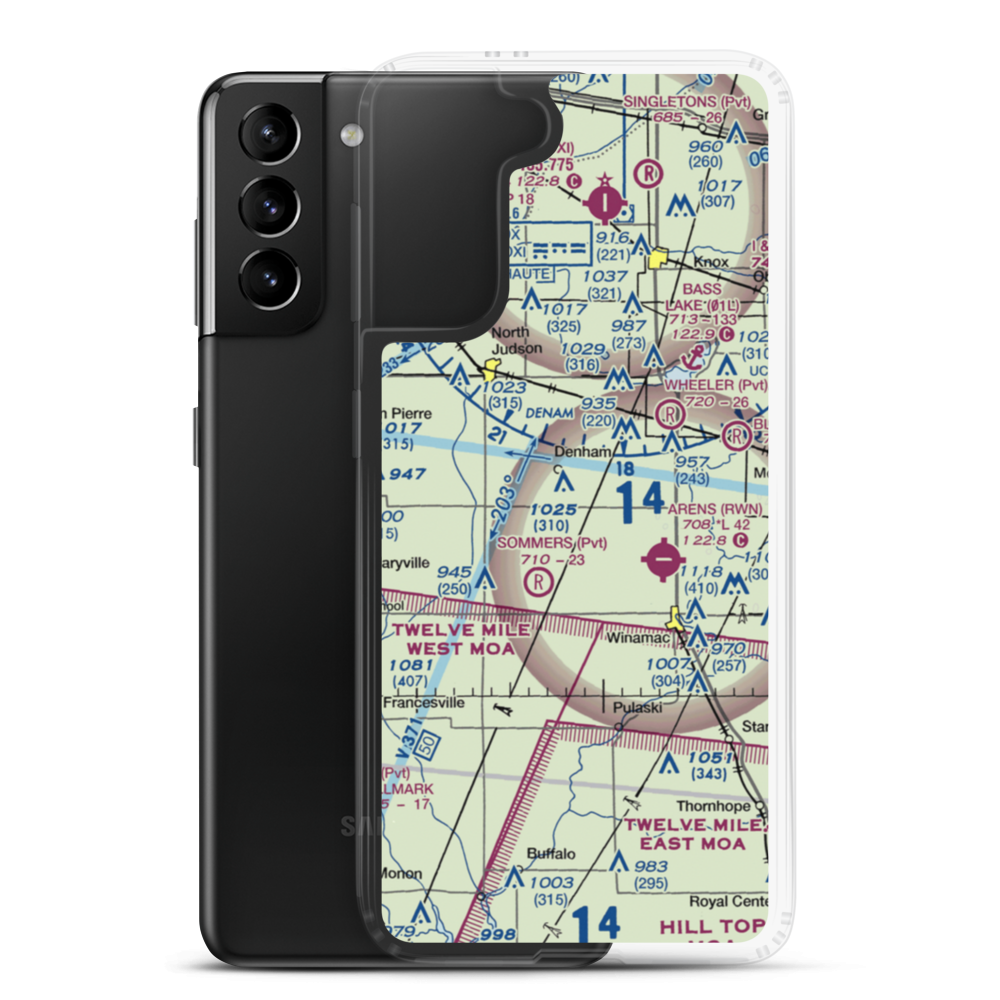 Podell Airport (IN76) VFR Sectional Samsung Case Samsung Galaxy S21 Plus model shown