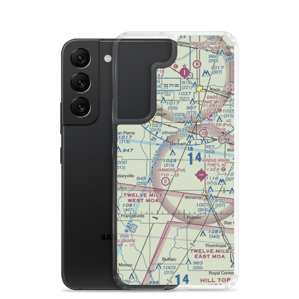 Podell Airport (IN76) VFR Sectional Samsung Case Samsung Galaxy S22 model shown