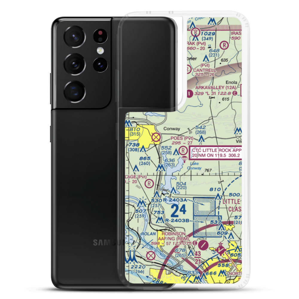 Poe's Airport (AR88) VFR Sectional Samsung Case Samsung Galaxy S21 Ultra model shown