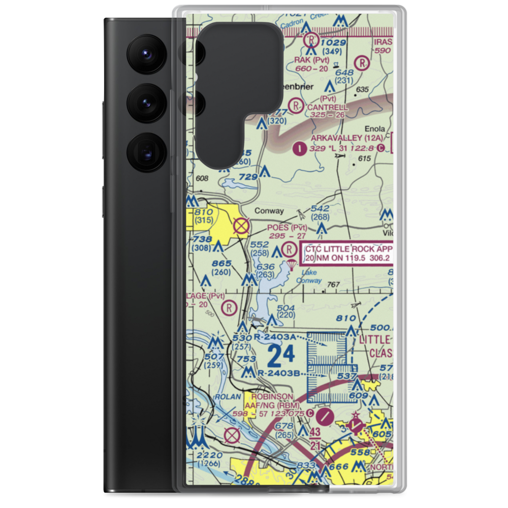 Poe's Airport (AR88) VFR Sectional Samsung Case Samsung Galaxy S22 Ultra model shown