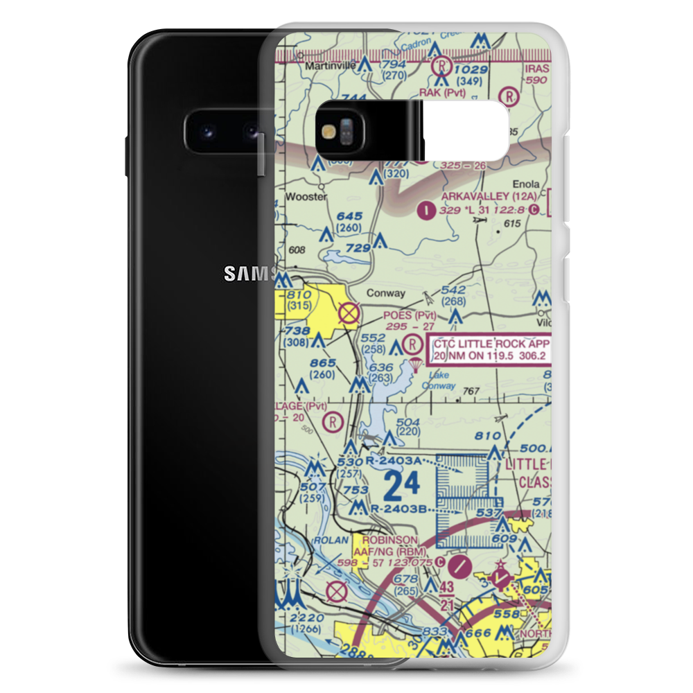 Poe's Airport (AR88) VFR Sectional Samsung Case Samsung Galaxy S10+ model shown