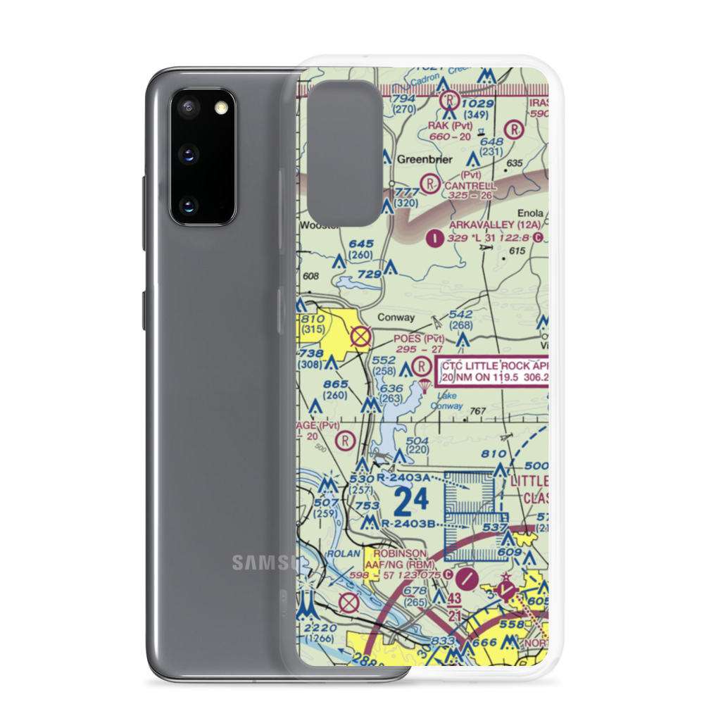 Poe's Airport (AR88) VFR Sectional Samsung Case Samsung Galaxy S20 model shown