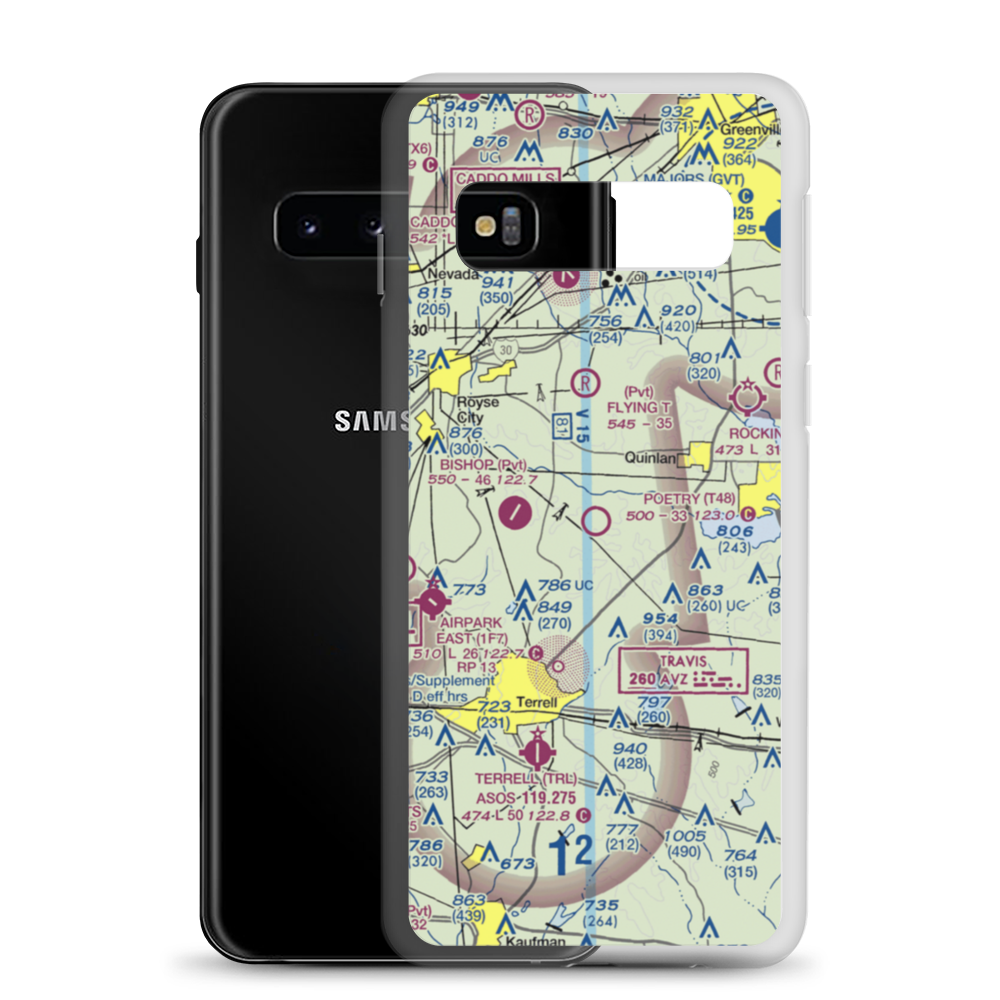 Poetry Flying Ranch Airport (T48) VFR Sectional Samsung Case Samsung Galaxy S10 model shown