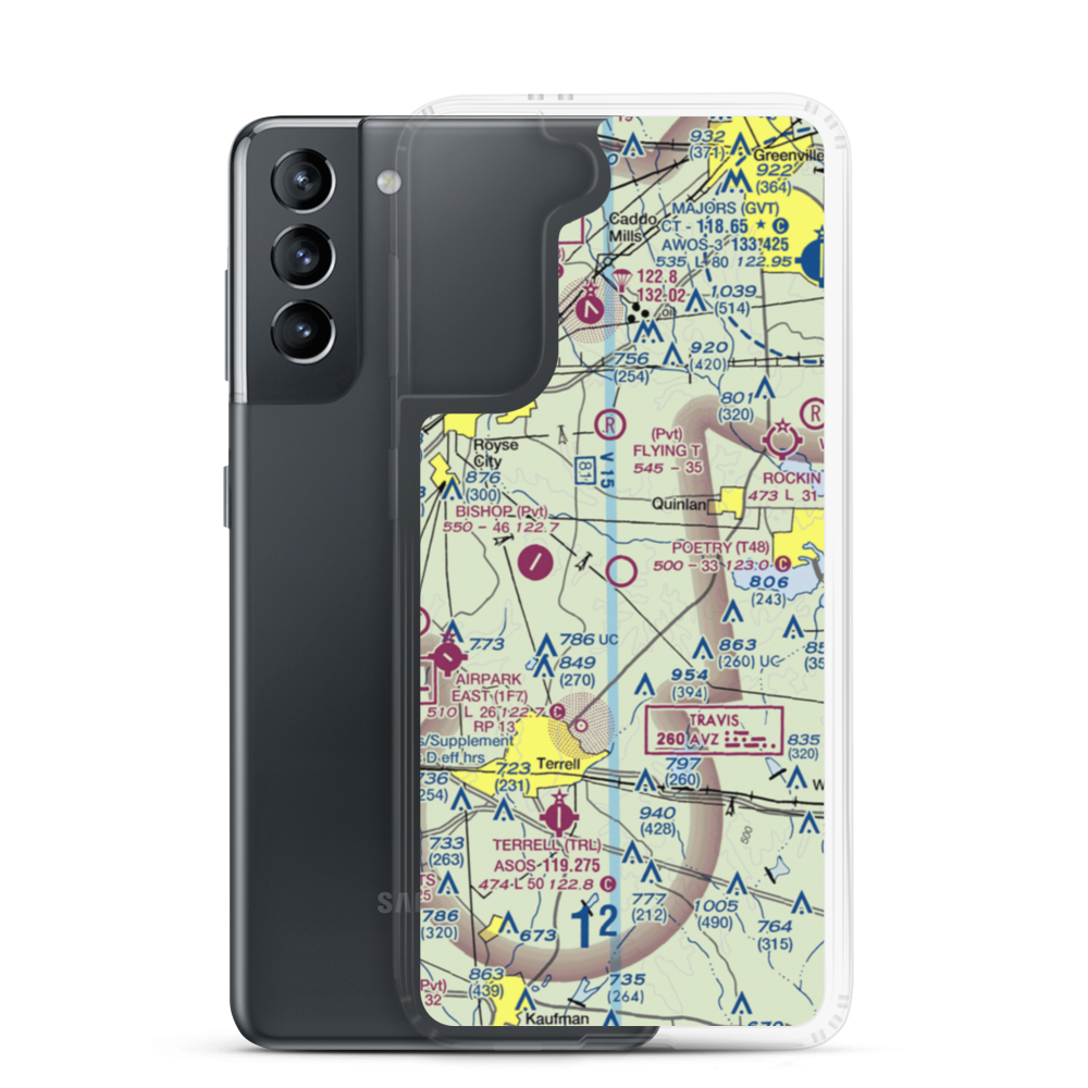 Poetry Flying Ranch Airport (T48) VFR Sectional Samsung Case Samsung Galaxy S21 model shown