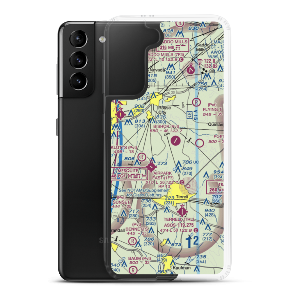 Poetry Landing Airport (33XA) VFR Sectional Samsung Case Samsung Galaxy S21 Plus model shown