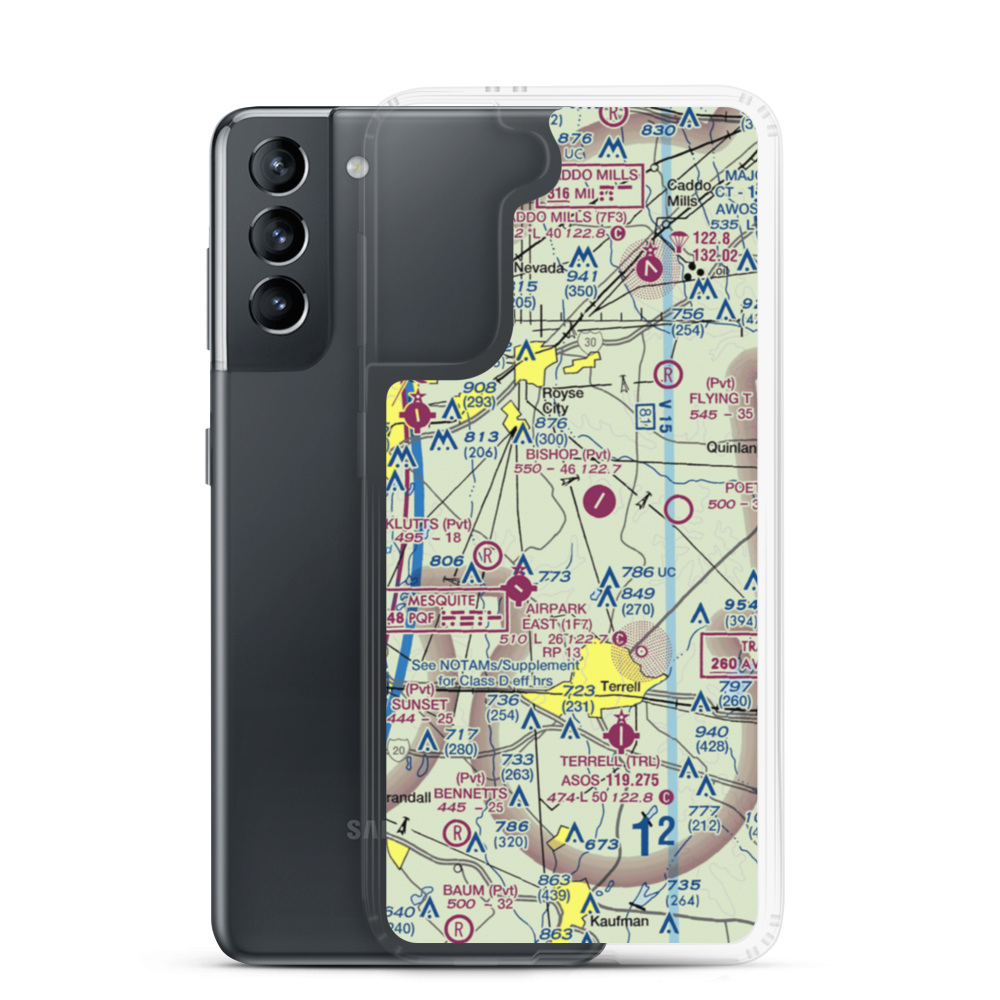 Poetry Landing Airport (T33) VFR Sectional Samsung Case Samsung Galaxy S21 model shown