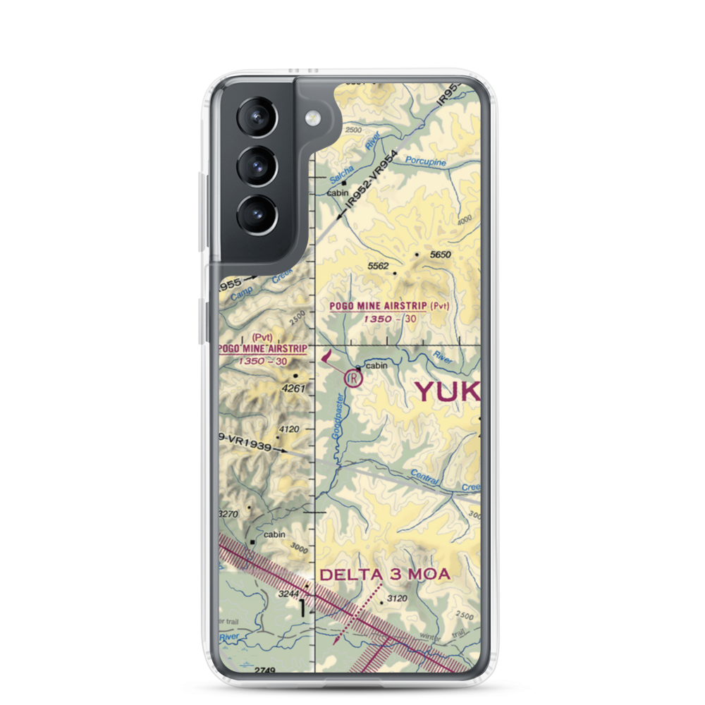 Pogo Mine Airstrip (76AK) VFR Sectional Samsung Case Samsung Galaxy S21 model shown