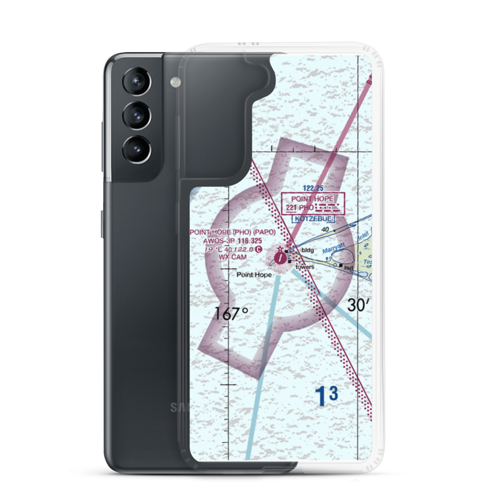 Point Hope Airport (PHO) VFR Sectional Samsung Case Samsung Galaxy S21 model shown