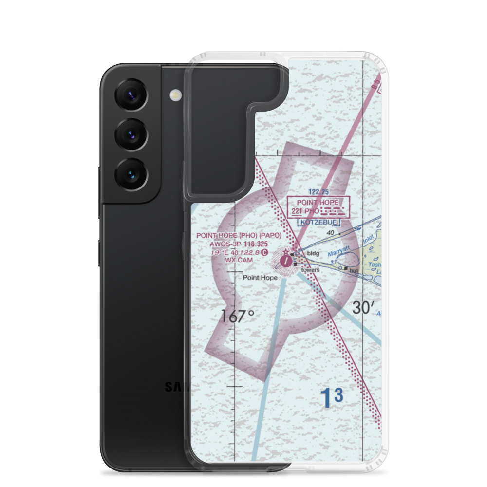 Point Hope Airport (PHO) VFR Sectional Samsung Case Samsung Galaxy S22 model shown