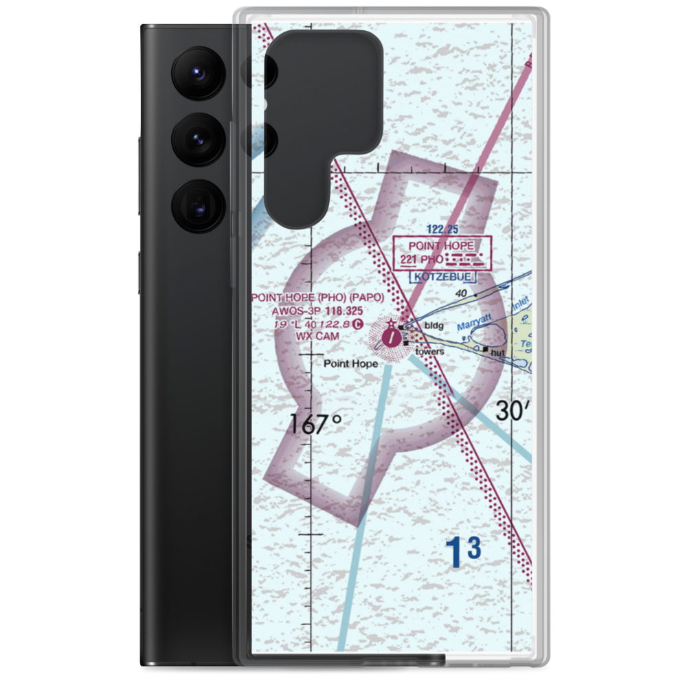 Point Hope Airport (PHO) VFR Sectional Samsung Case Samsung Galaxy S22 Ultra model shown