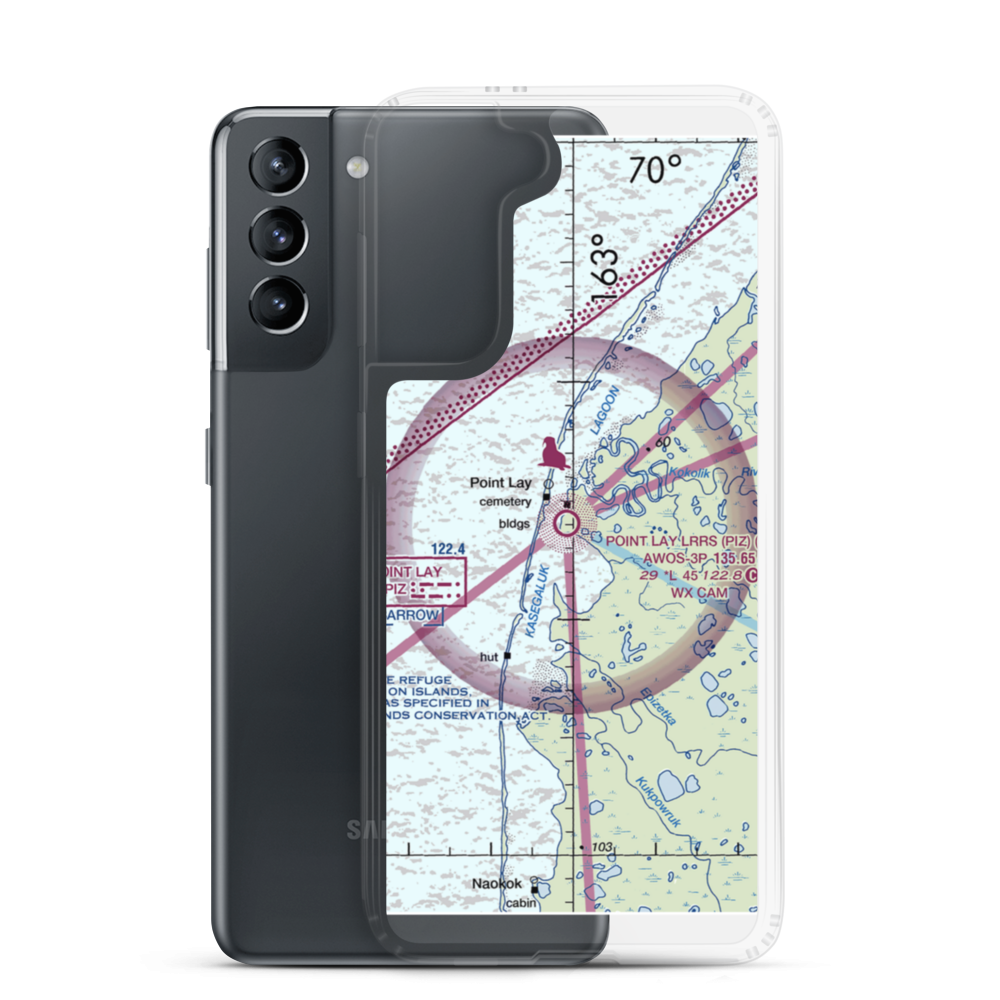 Point Lay LRRS Airport (PIZ) VFR Sectional Samsung Case Samsung Galaxy S21 model shown