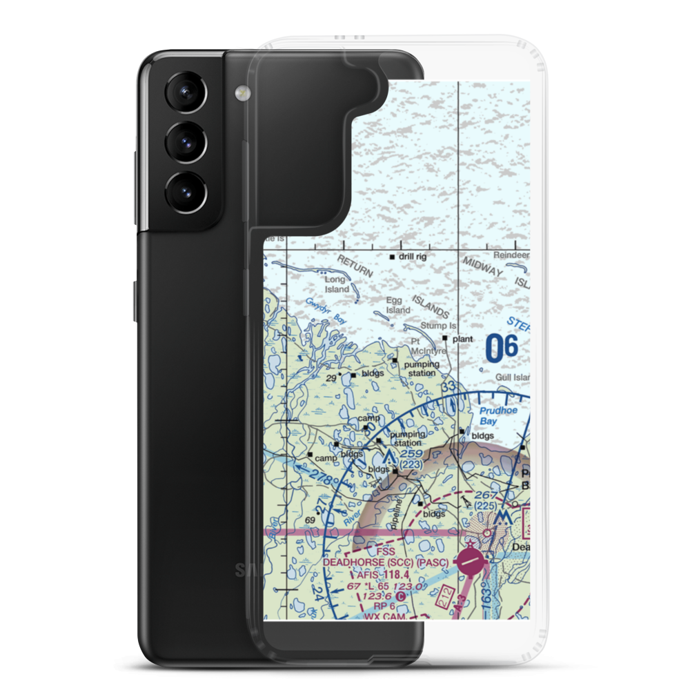 Point Mcintyre Airport (AK11) VFR Sectional Samsung Case Samsung Galaxy S21 Plus model shown