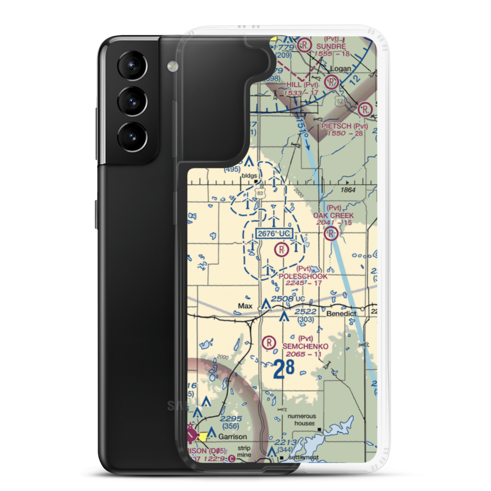 Poleschook Airport (89ND) VFR Sectional Samsung Case Samsung Galaxy S21 Plus model shown