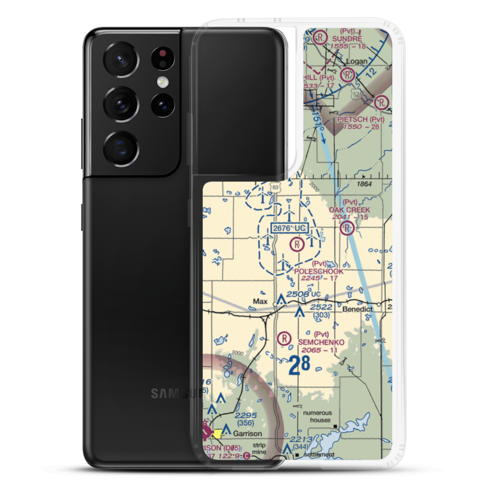 Poleschook Airport (89ND) VFR Sectional Samsung Case Samsung Galaxy S21 Ultra model shown