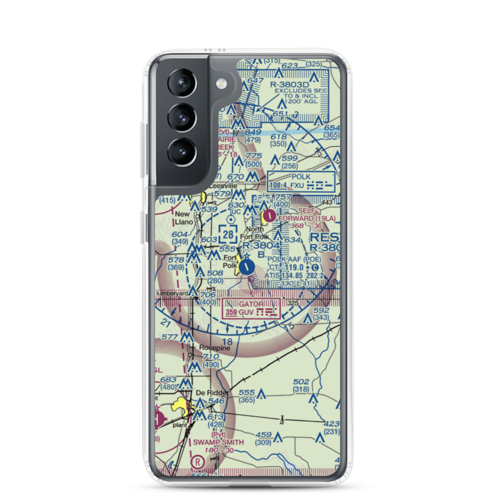 Polk Army Air Field (POE) VFR Sectional Samsung Case Samsung Galaxy S21 model shown