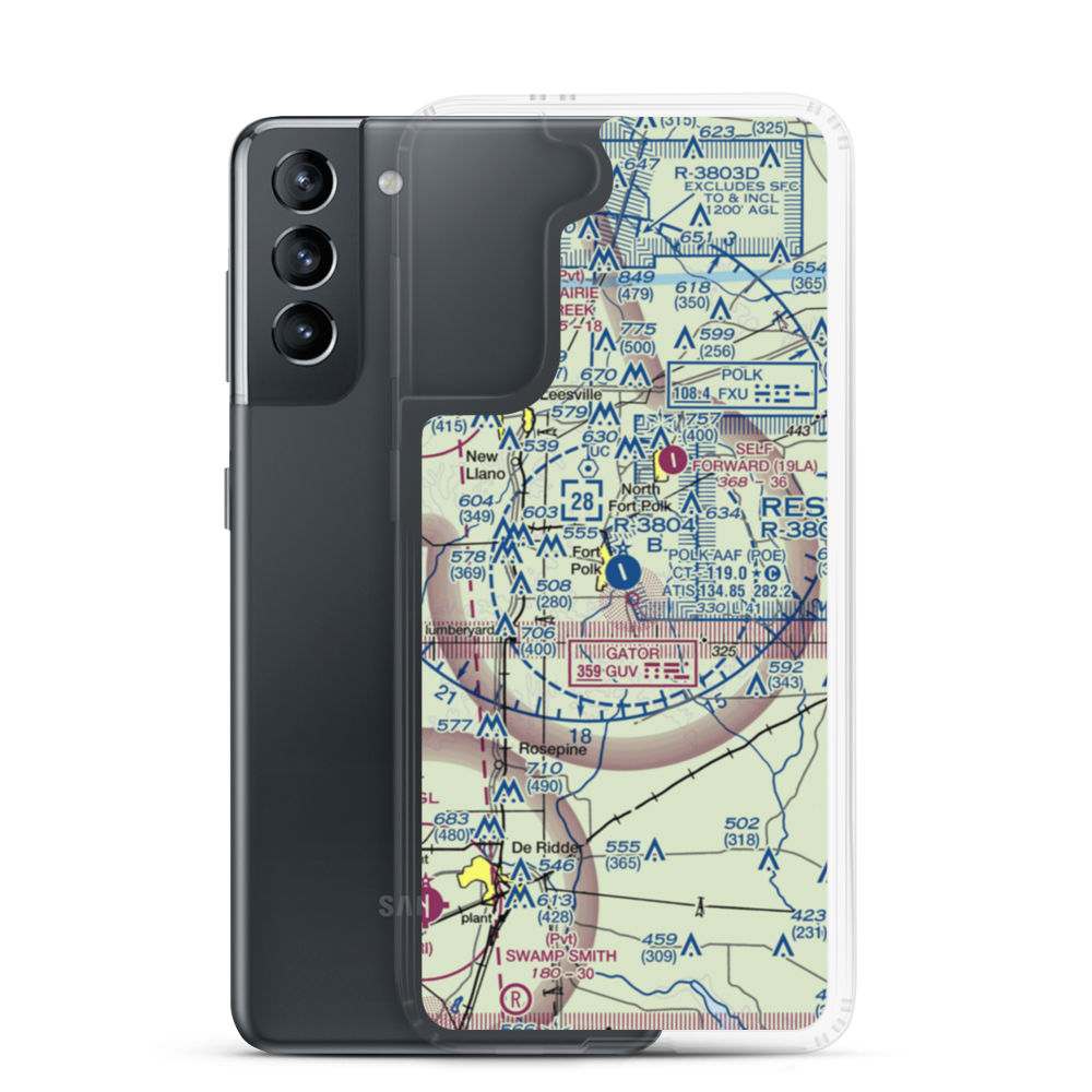 Polk Army Air Field (POE) VFR Sectional Samsung Case Samsung Galaxy S21 model shown