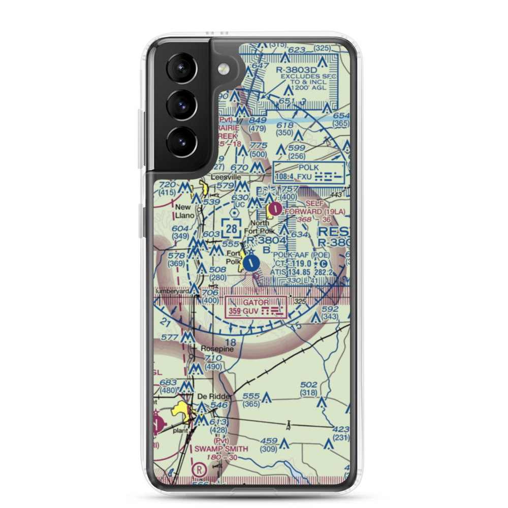 Polk Army Air Field (POE) VFR Sectional Samsung Case Samsung Galaxy S21 Plus model shown