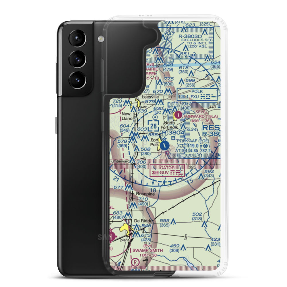Polk Army Air Field (POE) VFR Sectional Samsung Case Samsung Galaxy S21 Plus model shown