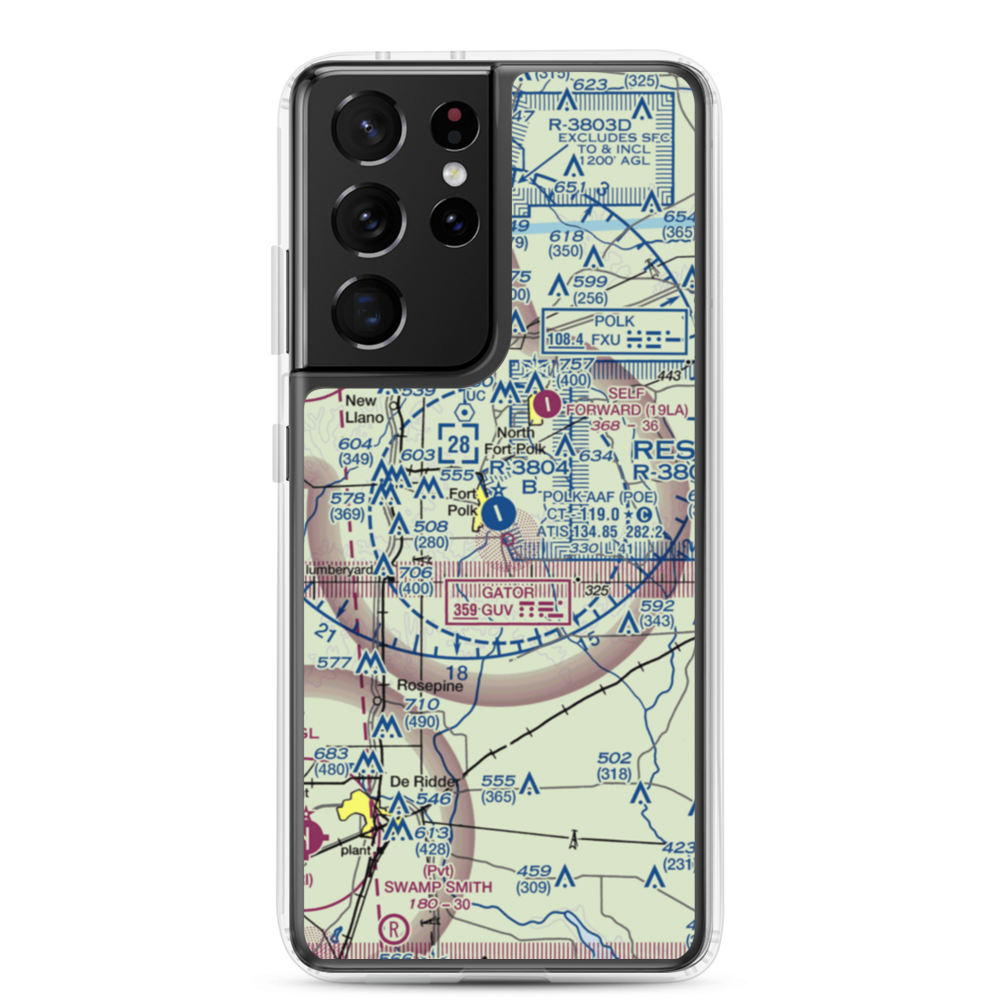 Polk Army Air Field (POE) VFR Sectional Samsung Case Samsung Galaxy S21 Ultra model shown