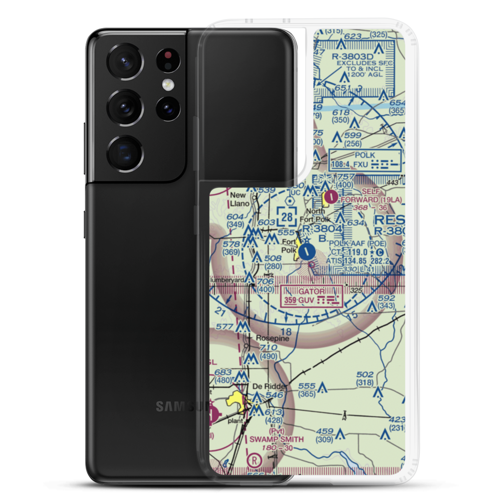 Polk Army Air Field (POE) VFR Sectional Samsung Case Samsung Galaxy S21 Ultra model shown