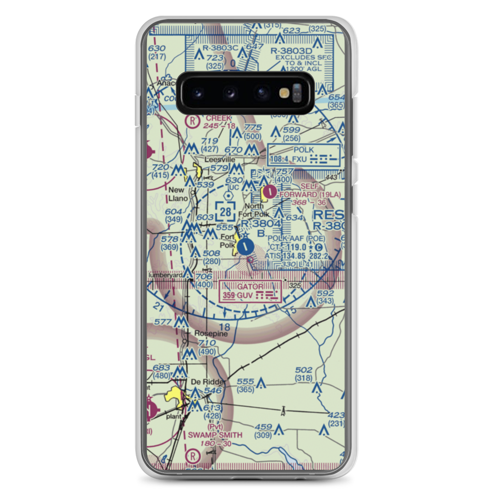 Polk Army Air Field (POE) VFR Sectional Samsung Case Samsung Galaxy S10+ model shown