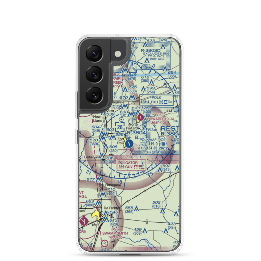 Polk Army Air Field (POE) VFR Sectional Samsung Case Samsung Galaxy S22 model shown