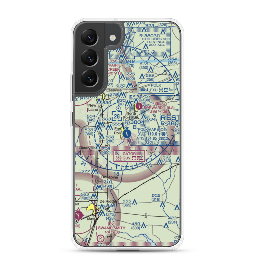 Polk Army Air Field (POE) VFR Sectional Samsung Case Samsung Galaxy S22 Plus model shown