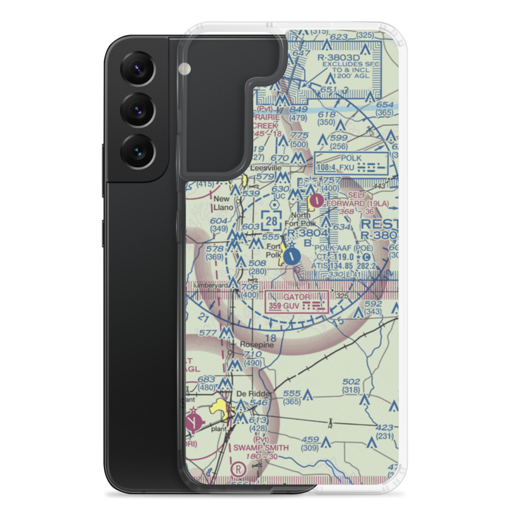 Polk Army Air Field (POE) VFR Sectional Samsung Case Samsung Galaxy S22 Plus model shown