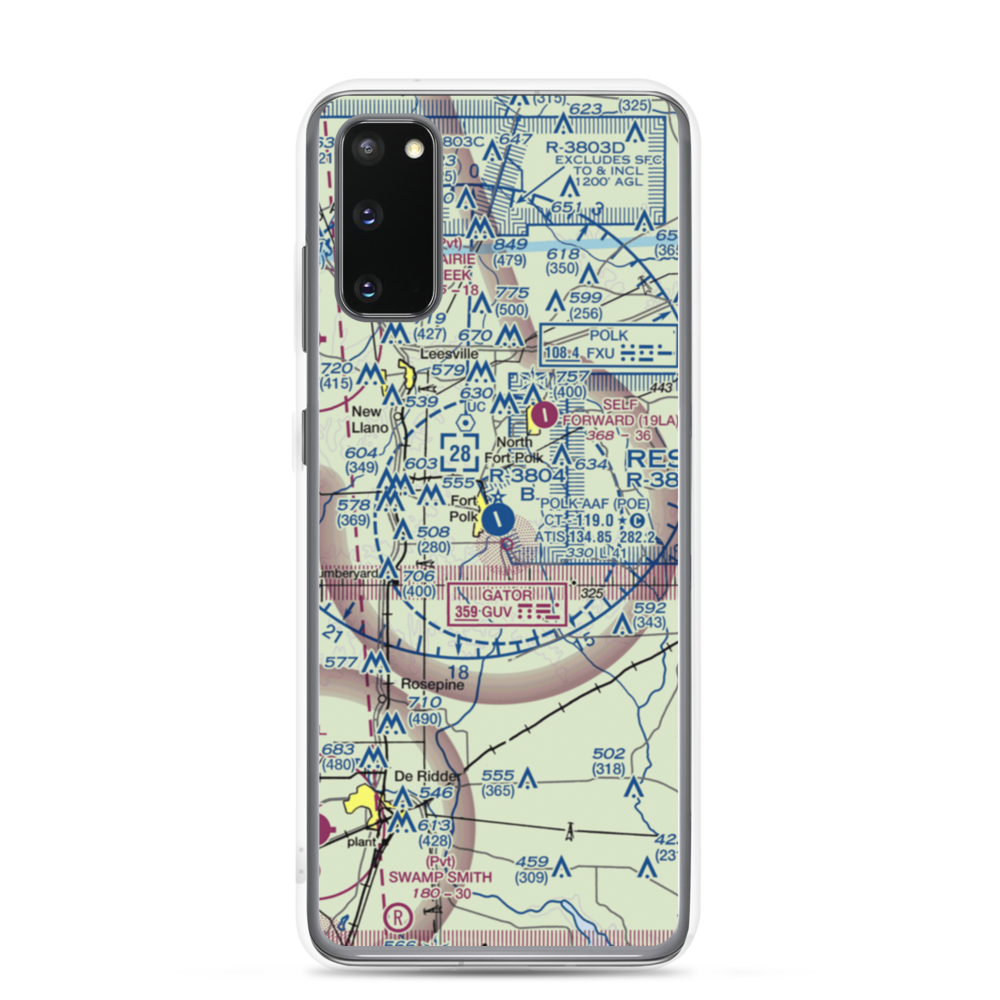 Polk Army Air Field (POE) VFR Sectional Samsung Case Samsung Galaxy S20 model shown