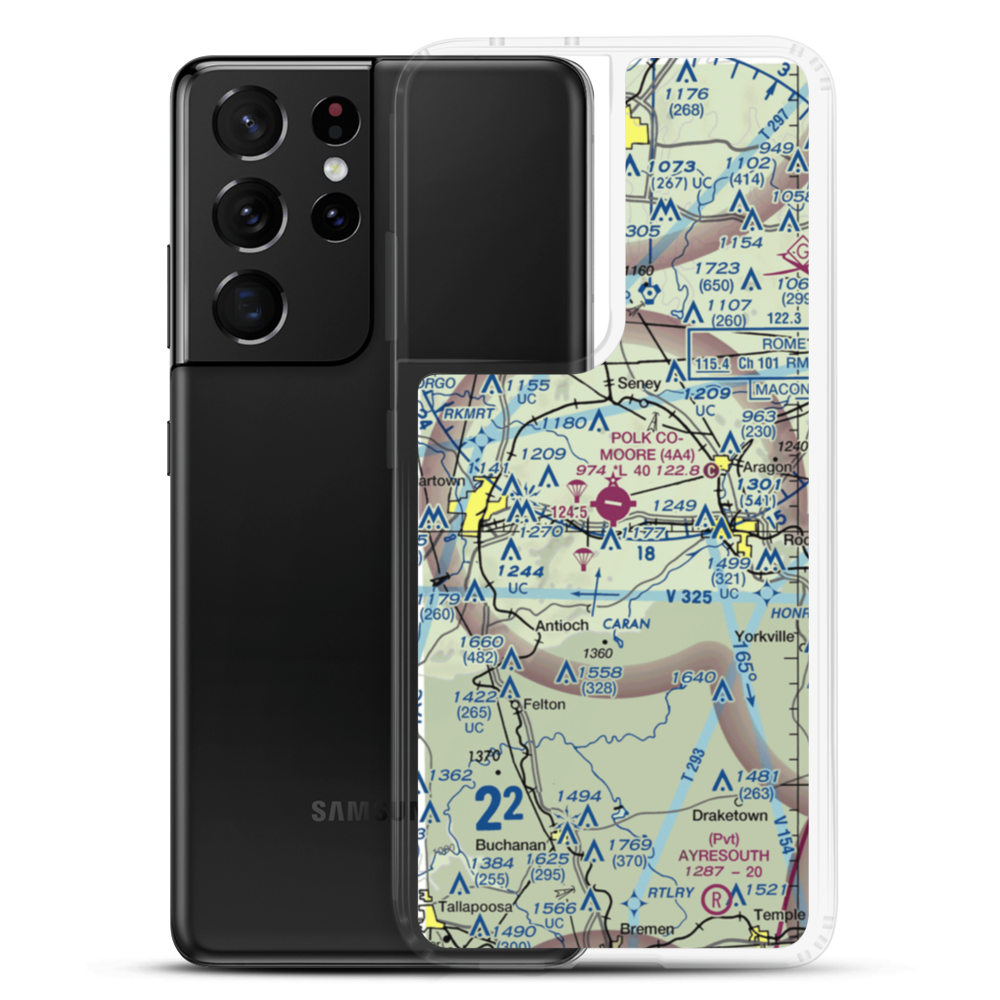 Polk County Airport- Cornelius Moore Field (4A4) VFR Sectional Samsung Case Samsung Galaxy S21 Ultra model shown