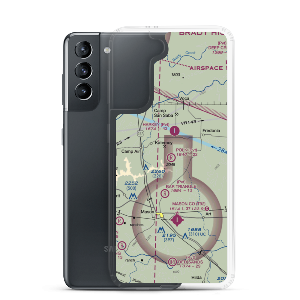 Polk Ranch Airport (XS08) VFR Sectional Samsung Case Samsung Galaxy S21 model shown