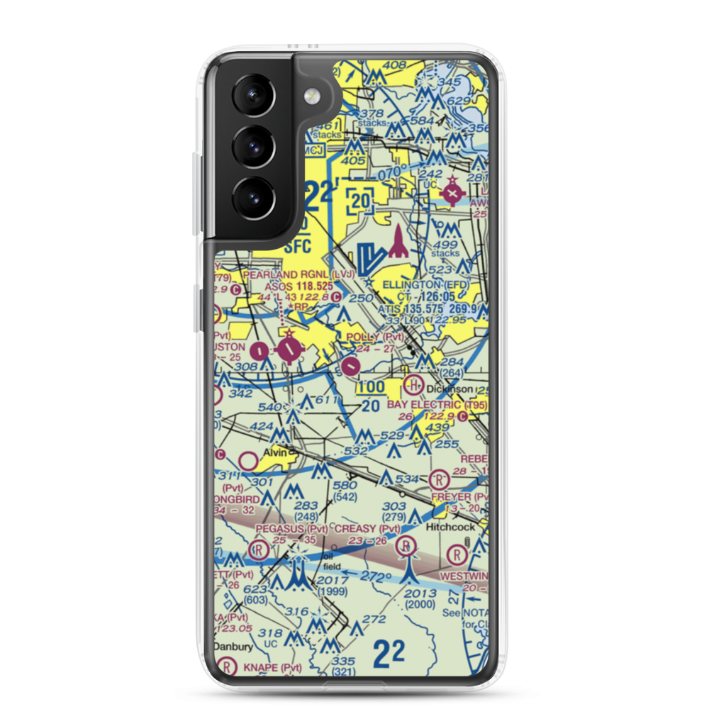Polly Ranch Airport (7XS0) VFR Sectional Samsung Case Samsung Galaxy S21 Plus model shown