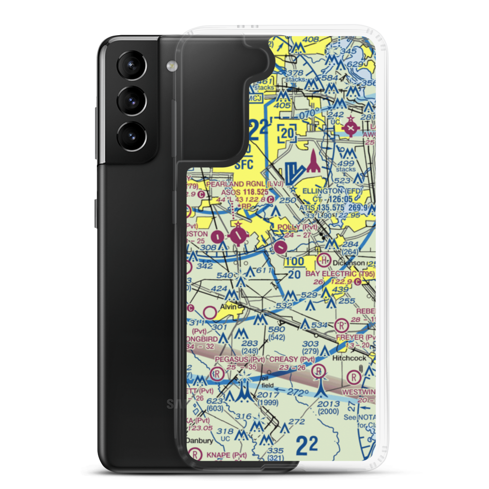 Polly Ranch Airport (7XS0) VFR Sectional Samsung Case Samsung Galaxy S21 Plus model shown