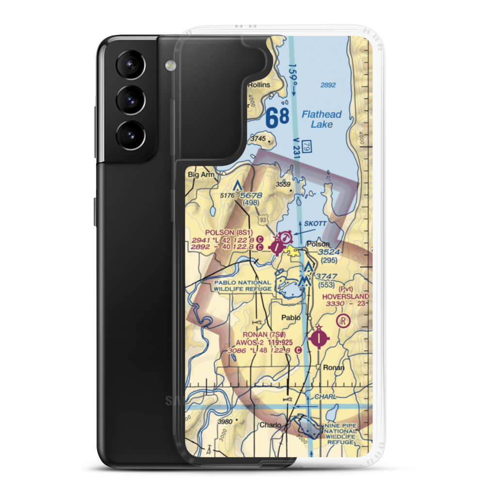 Polson Airport (8S1) VFR Sectional Samsung Case Samsung Galaxy S21 Plus model shown