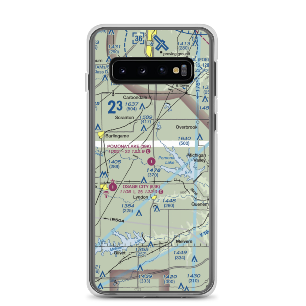 Pomona Lake Airport (39K) VFR Sectional Samsung Case Samsung Galaxy S10 model shown