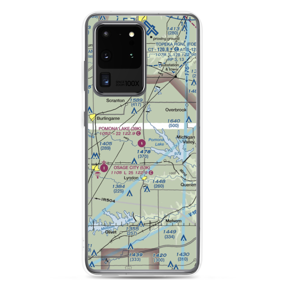 Pomona Lake Airport (39K) VFR Sectional Samsung Case Samsung Galaxy S20 Ultra model shown
