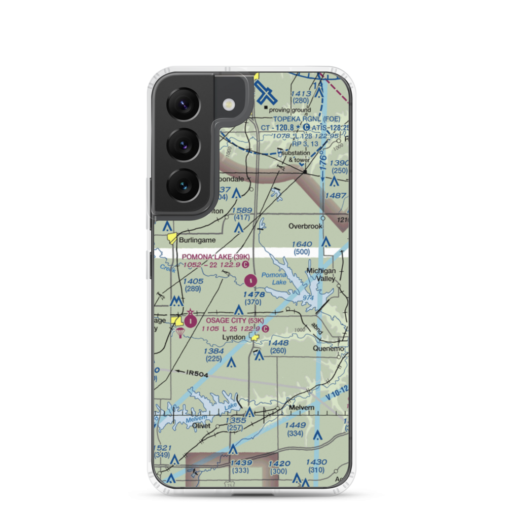 Pomona Lake Airport (39K) VFR Sectional Samsung Case Samsung Galaxy S22 model shown
