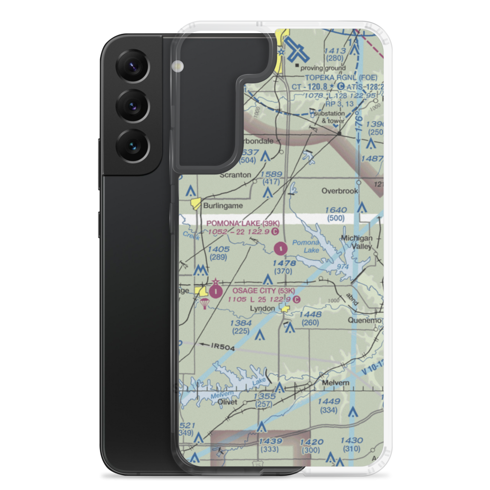 Pomona Lake Airport (39K) VFR Sectional Samsung Case Samsung Galaxy S22 Plus model shown